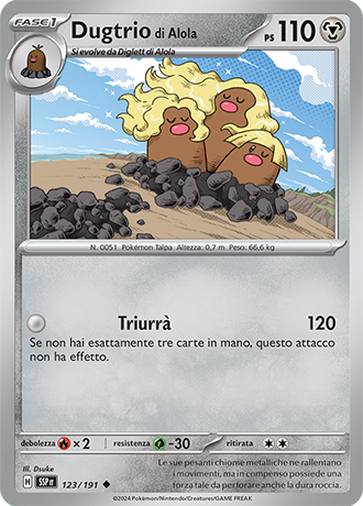 Dugtrio di Alola 123/191 Reverse Holo - ITA - Near Mint - Scarlatto e Violetto - Scintille Folgoranti - Carta Pokemon
