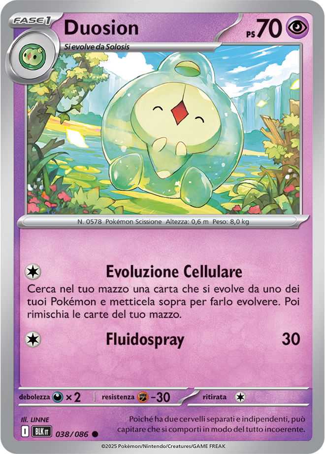 142Duosion BLK 038/086 Reverse Holo Poke Ball - ITA - Near Mint - Scarlatto e Violetto - Luce Nera - Carta Pokemon