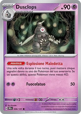 Dusclops 036/131 Reverse Holo - ITA - Near Mint - Scarlatto e Violetto - Evoluzioni Prismatiche - Carta Pokemon