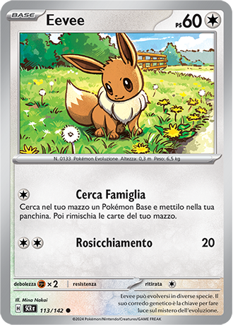 Eevee 113/142 - ITA - Near Mint - Scarlatto e Violetto - Corona Astrale - Carta Pokemon