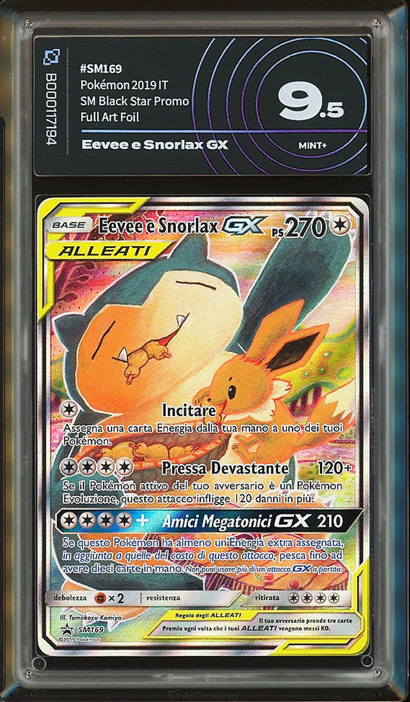 Eevee e Snorlax GX SM169 - ITA - Mint + - Gradata AIGRADING 9.5 - Promo Sole e Luna - Carta Pokemon