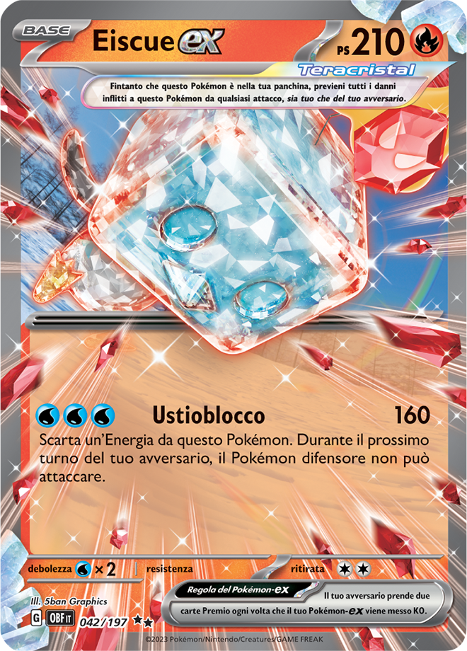 Eiscue EX 042/197 - ITA - Mint - Scarlatto e Violetto - Ossidiana Infuocata - Carta Pokemon