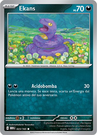 Ekans 023/165 - ITA - Near Mint - Scarlatto e Violetto - 151 - Carta Pokemon