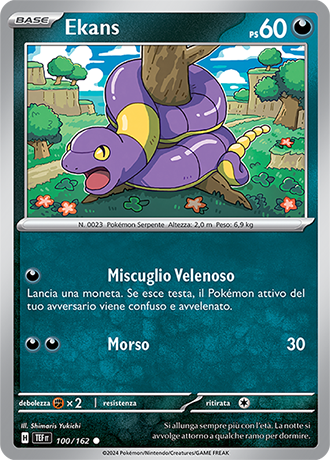 Ekans 100/162 Reverse Holo - ITA - Near Mint - Scarlatto e Violetto - CronoForze - Carta Pokemon