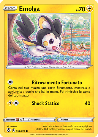 Emolga 054/195 Reverse Holo - ITA - Near Mint - Spada e Scudo - Tempesta Argentata - Carta Pokemon