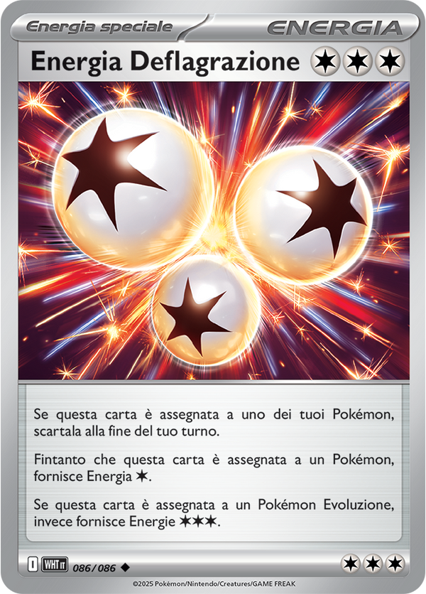 Energia Deflagrazione WHT 086/086 Reverse Holo - ITA - Near Mint - Scarlatto e Violetto - Fuoco Bianco - Carta Pokemon