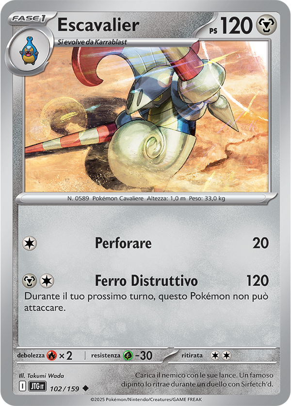 Escavalier JTG 102/159 - ITA - Near Mint - Scarlatto e Violetto - Avventure Insieme - Carta Pokemon
