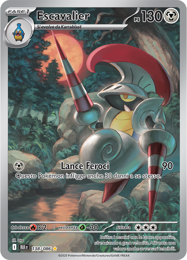 370Escavalier BLK 138/086 - ITA - Near Mint - Scarlatto e Violetto - Luce Nera - Carta Pokemon