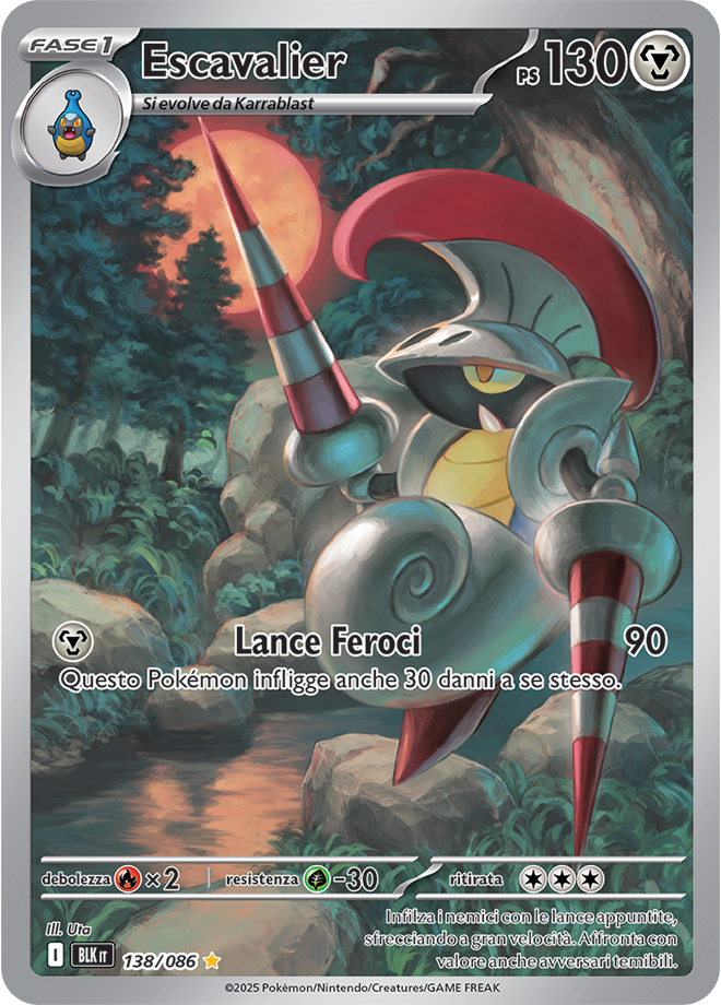 370Escavalier BLK 138/086 - ITA - Near Mint - Scarlatto e Violetto - Luce Nera - Carta Pokemon