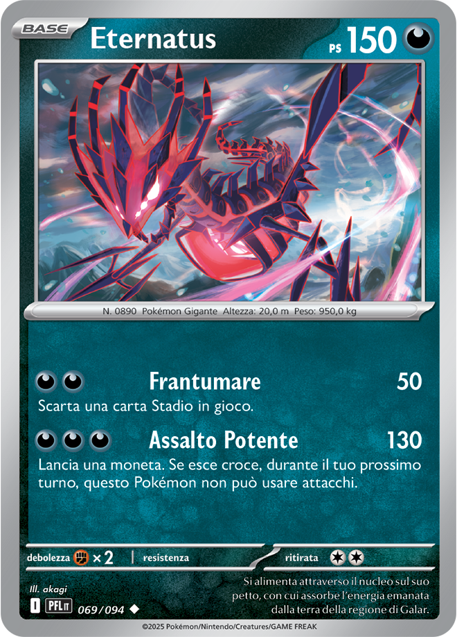 Eternatus PFL 069/094 Reverse Holo - ITA - Near Mint - Megaevoluzione - Fiamme Spettrali - Carta Pokemon