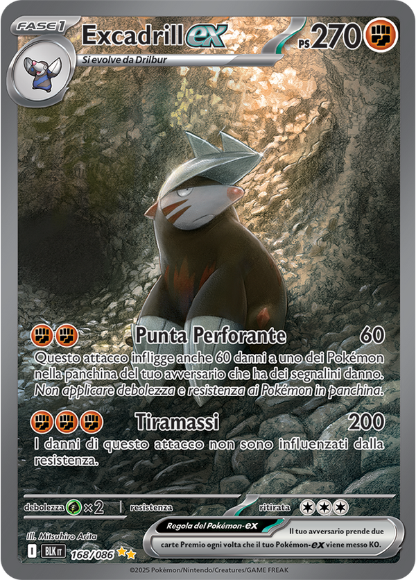 400Excadrill-ex BLK 168/086 Alternative Art - ITA - Near Mint - Scarlatto e Violetto - Luce Nera - Carta Pokemon