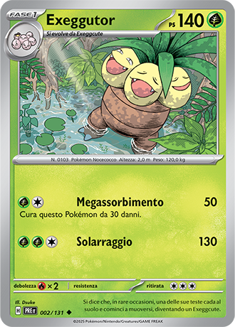 Exeggutor 002/131 Reverse Holo - ITA - Near Mint - Scarlatto e Violetto - Evoluzioni Prismatiche - Carta Pokemon