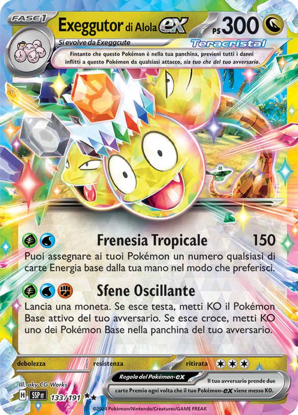 Exeggutor di Alola-ex 133/191 - ITA - Near Mint - Scarlatto e Violetto - Scintille Folgoranti - Carta Pokemon