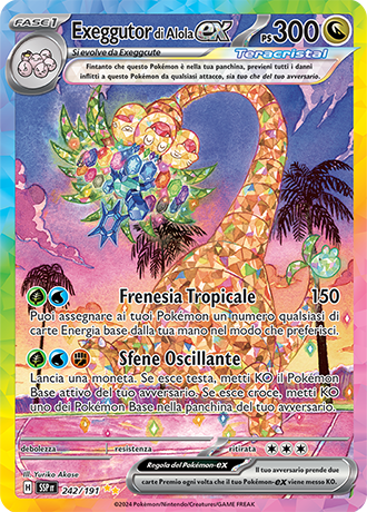 Exeggutor di Alola-ex 242/191 Alternative Art - ITA - Near Mint - Scarlatto e Violetto - Scintille Folgoranti - Carta Pokemon