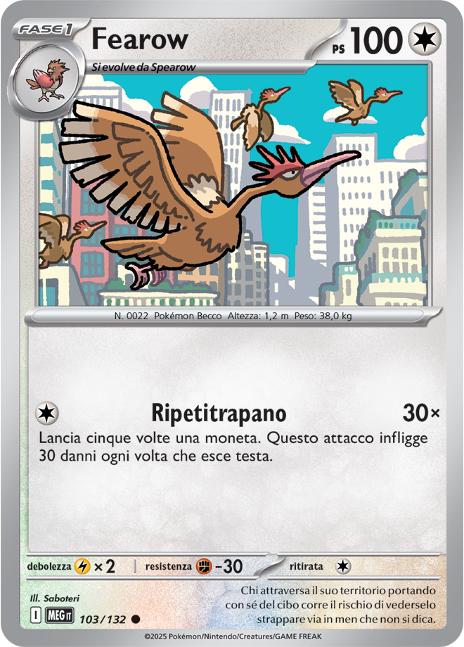 Fearow MEG 103/132 - ITA - Near Mint - Megaevoluzione - Carta Pokemon