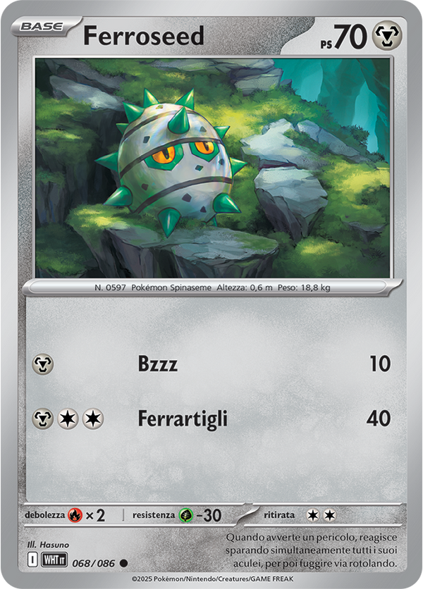 Ferroseed WHT 068/086 - ITA - Near Mint - Scarlatto e Violetto - Fuoco Bianco - Carta Pokemon