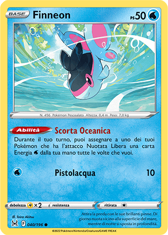 Finneon 040/196 Reverse Holo - ITA - Near Mint - Spada e Scudo - Origine Perduta - Carta Pokemon