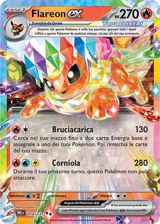 Flareon-ex 014/131 - ITA - Near Mint - Scarlatto e Violetto - Evoluzioni Prismatiche - Carta Pokemon