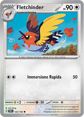 Fletchinder 122/142 Reverse Holo - ITA - Near Mint - Scarlatto e Violetto - Corona Astrale - Carta Pokemon