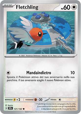 Fletchling 121/142 Reverse Holo - ITA - Near Mint - Scarlatto e Violetto - Corona Astrale - Carta Pokemon