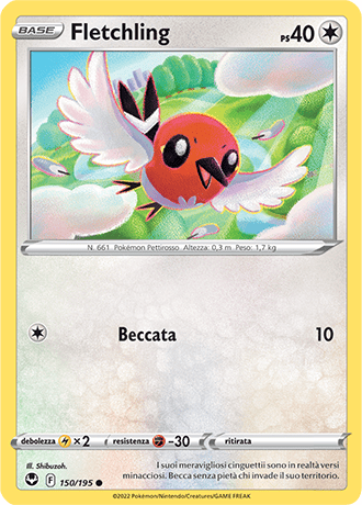 Fletchling 150/195 Reverse Holo - ITA - Near Mint - Spada e Scudo - Tempesta Argentata - Carta Pokemon
