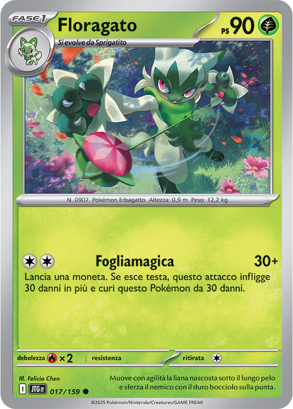 Floragato 017/159 Reverse Holo - ITA - Near Mint - Scarlatto e Violetto - Avventure Insieme - Carta Pokemon