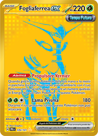 Fogliaferrea-ex 176/131 Alternative Art - ITA - Near Mint - Scarlatto e Violetto - Evoluzioni Prismatiche - Carta Pokemon