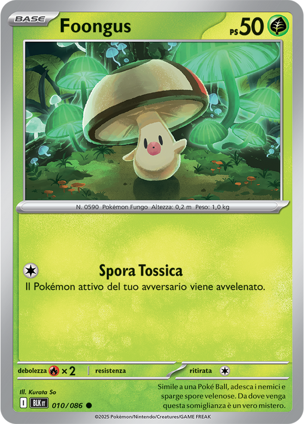 035Foongus BLK 010/086 Reverse Holo - ITA - Near Mint - Scarlatto e Violetto - Luce Nera - Carta Pokemon