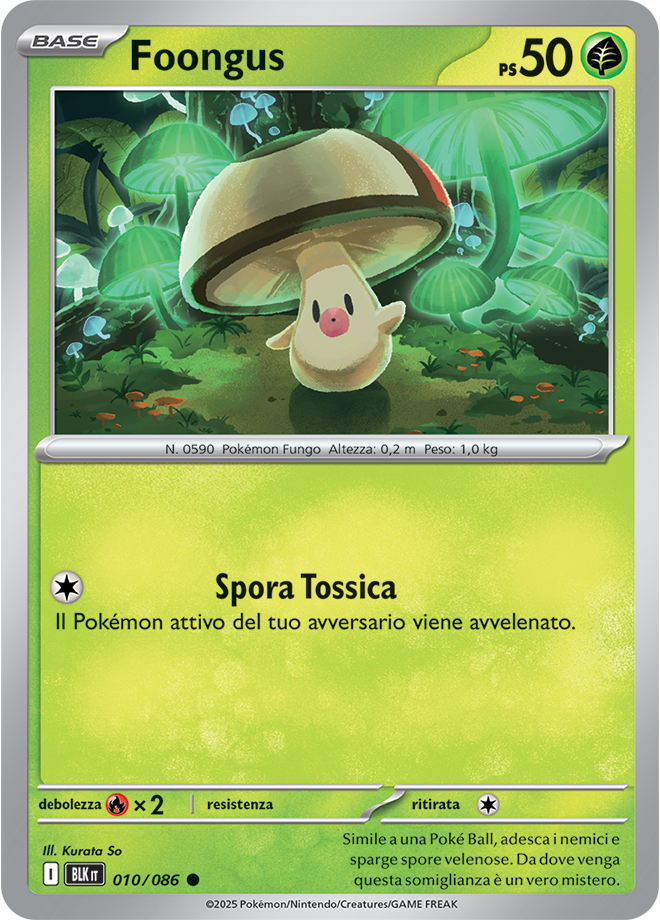 037Foongus BLK 010/086 Reverse Holo Master Ball - ITA - Near Mint - Scarlatto e Violetto - Luce Nera - Carta Pokemon