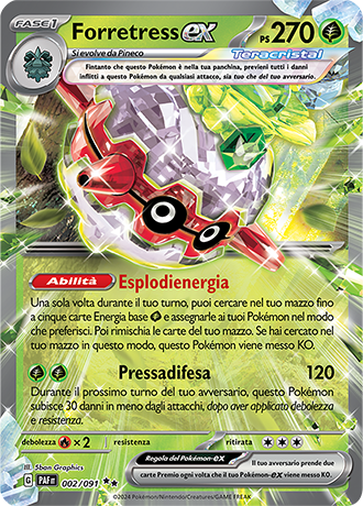 Forretress EX 002/091 - ITA - Near Mint - Scarlatto e Violetto - Destino di Paldea - Carta Pokemon