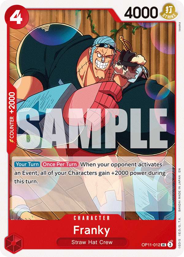 Franky OP11-012 - Character Rosso Uncommon - Near Mint - A Fist of Divine Speed - Carta One Piece Card Game