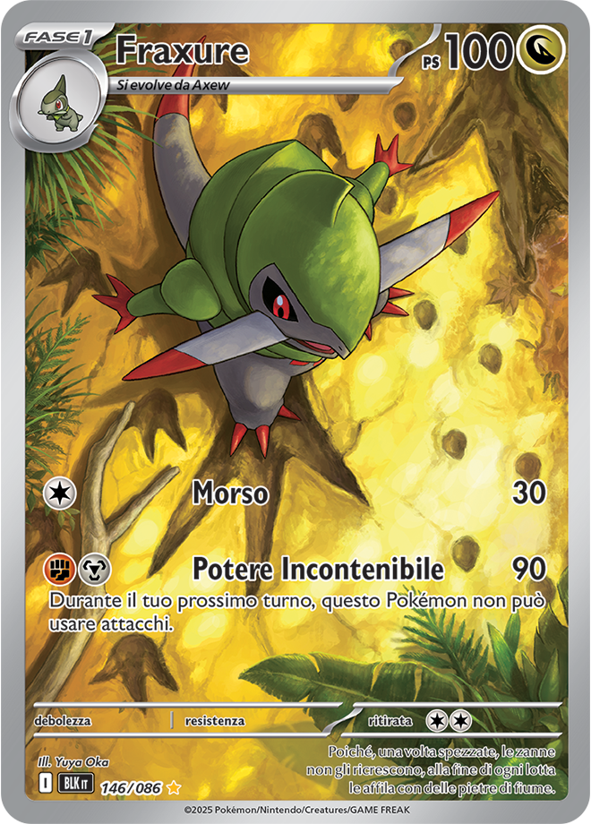 378Fraxure BLK 146/086 - ITA - Near Mint - Scarlatto e Violetto - Luce Nera - Carta Pokemon