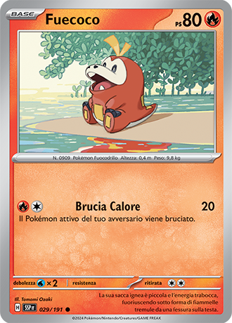 Fuecoco 029/191 Reverse Holo - ITA - Near Mint - Scarlatto e Violetto - Scintille Folgoranti - Carta Pokemon
