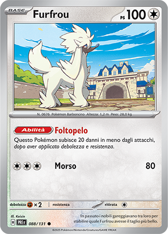 Furfrou 088/131 Reverse Holo - ITA - Near Mint - Scarlatto e Violetto - Evoluzioni Prismatiche - Carta Pokemon