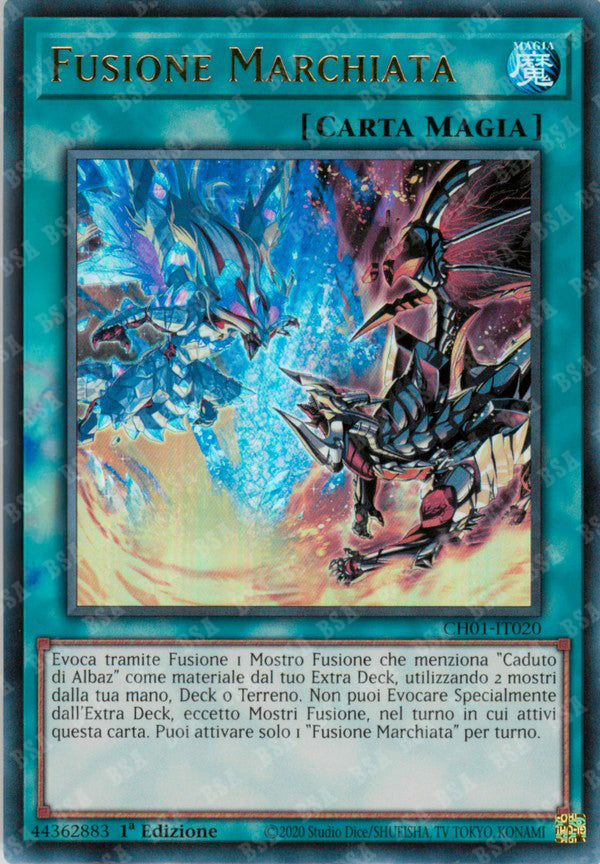 Fusione Marchiata CH01-IT020 Ultra Rare - 1a Edizione - ITA - Near Mint - I Deck delle Cronache: il Caduto & la Virtuosa - Carta Yu-Gi-Oh!