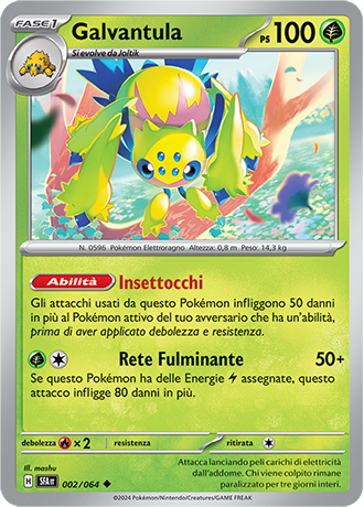 Galvantula 002/064 Reverse Holo Non Comune - ITA - Near Mint - Scarlatto e Violetto - Segreto Fiabesco - Carta Pokemon