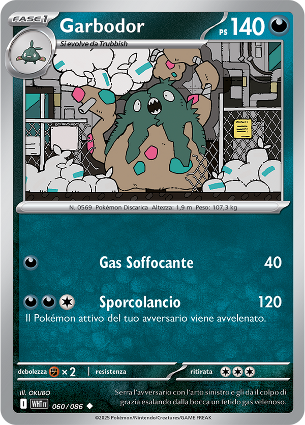 Garbodor WHT 060/086 - ITA - Near Mint - Scarlatto e Violetto - Fuoco Bianco - Carta Pokemon