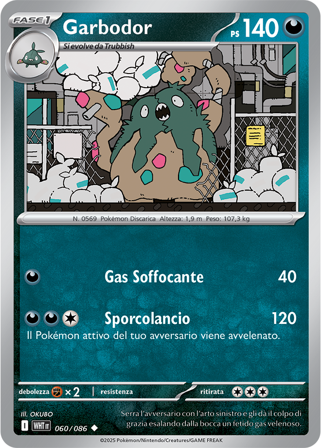 Garbodor WHT 060/086 Reverse Holo - ITA - Near Mint - Scarlatto e Violetto - Fuoco Bianco - Carta Pokemon