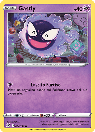 Gastly 064/196 - ITA - Near Mint - Spada e Scudo - Origine Perduta - Carta Pokemon
