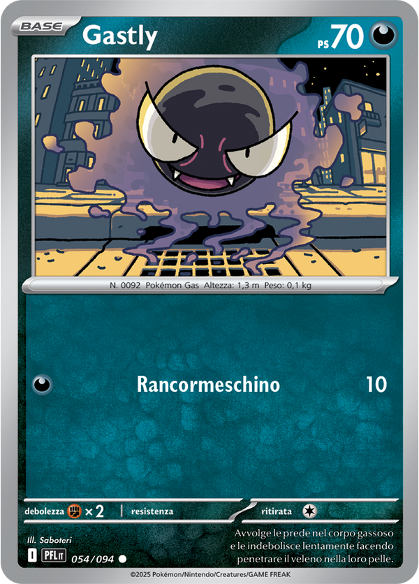 Gastly PFL 054/094 - ITA - Near Mint - Megaevoluzione - Fiamme Spettrali - Carta Pokemon