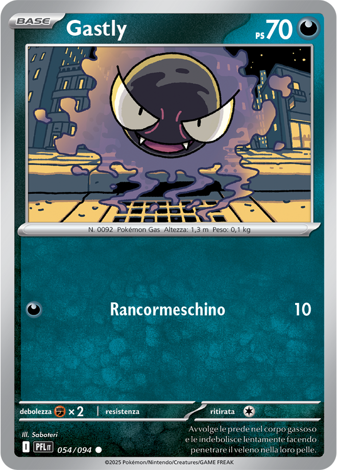 Gastly PFL 054/094 Reverse Holo - ITA - Near Mint - Megaevoluzione - Fiamme Spettrali - Carta Pokemon