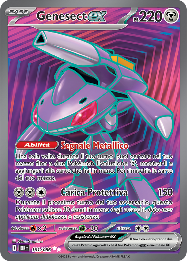393Genesect-ex BLK 161/086 Full Art - ITA - Near Mint - Scarlatto e Violetto - Luce Nera - Carta Pokemon