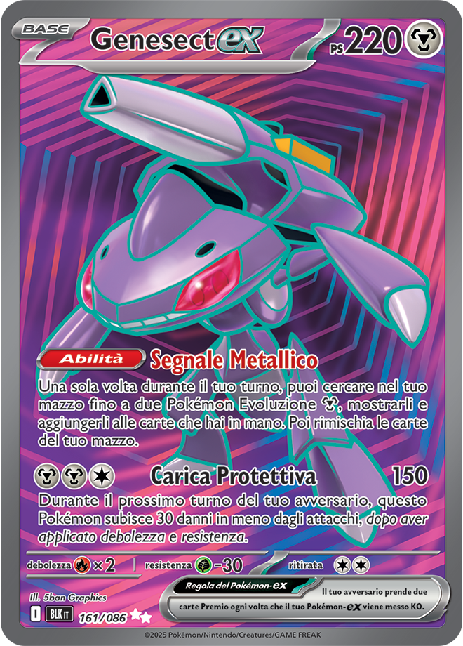 393Genesect-ex BLK 161/086 Full Art - ITA - Near Mint - Scarlatto e Violetto - Luce Nera - Carta Pokemon