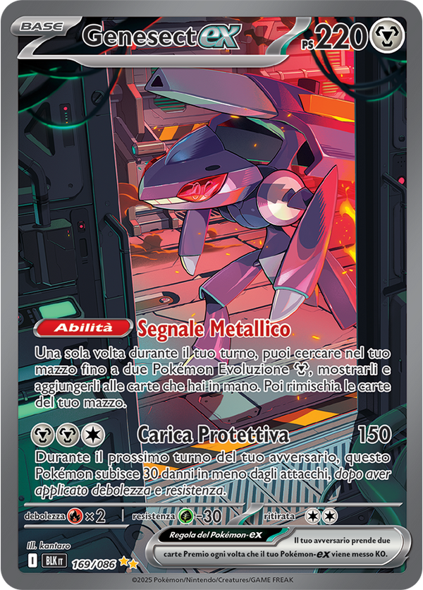 401Genesect-ex BLK 169/086 Alternative Art - ITA - Near Mint - Scarlatto e Violetto - Luce Nera - Carta Pokemon