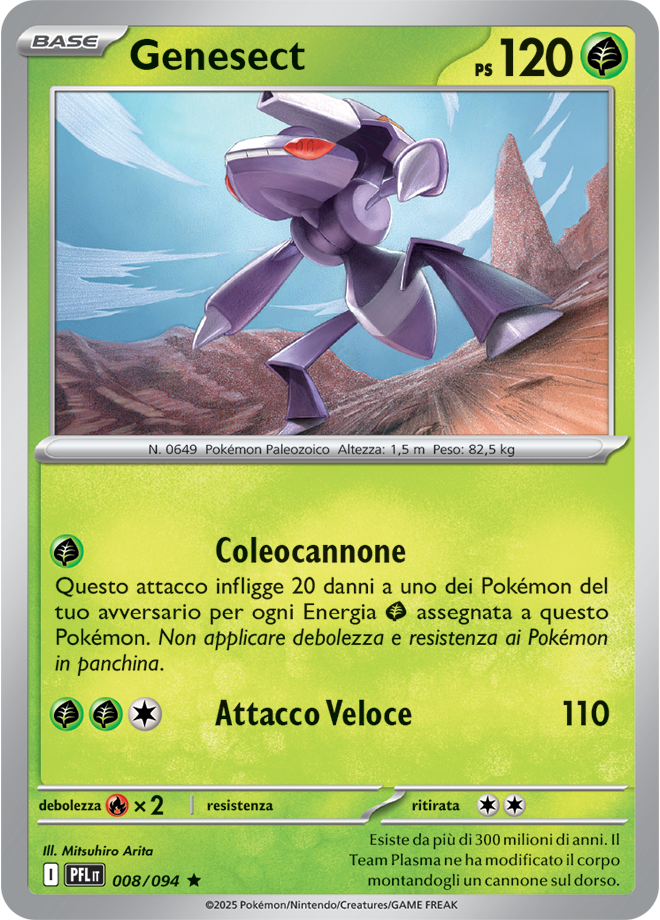 Genesect PFL 008/094 Reverse Holo - ITA - Near Mint - Megaevoluzione - Fiamme Spettrali - Carta Pokemon