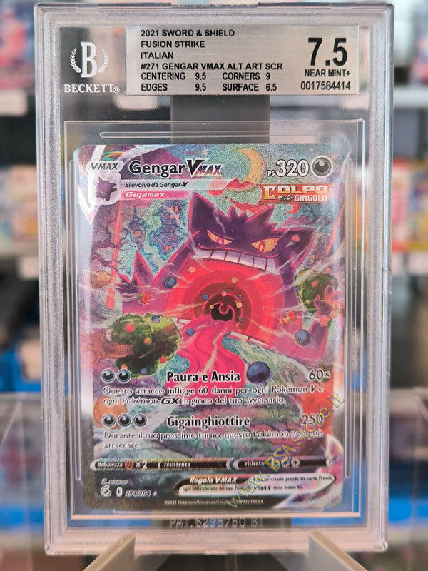 Gengar-VMAX 271/264 Alternative Art - ITA - Mint - Gradata BGS 7.5 - Spada e Scudo - Colpo Fusione - Carta Pokemon