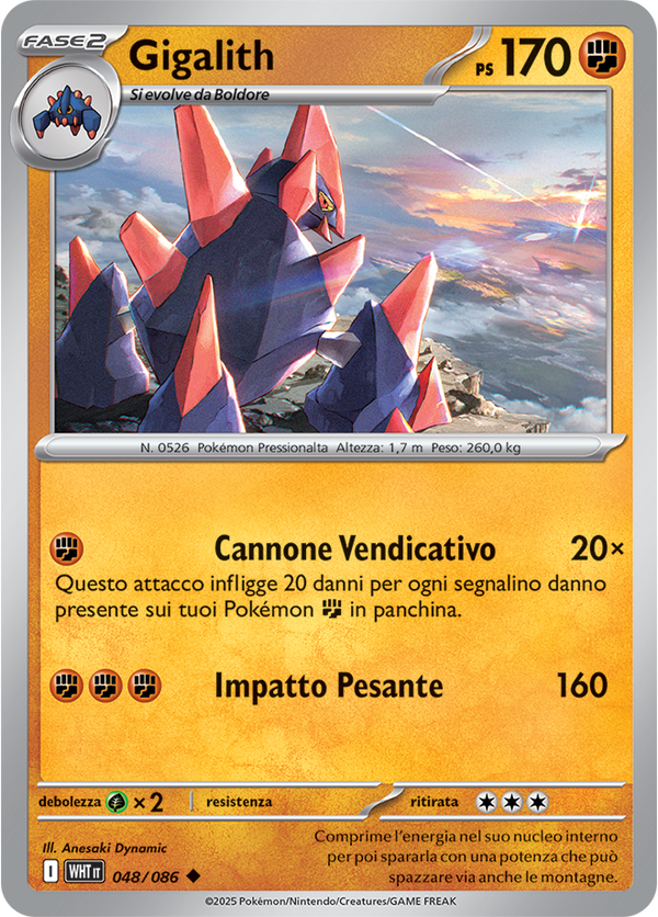 Gigalith WHT 048/086 - ITA - Near Mint - Scarlatto e Violetto - Fuoco Bianco - Carta Pokemon