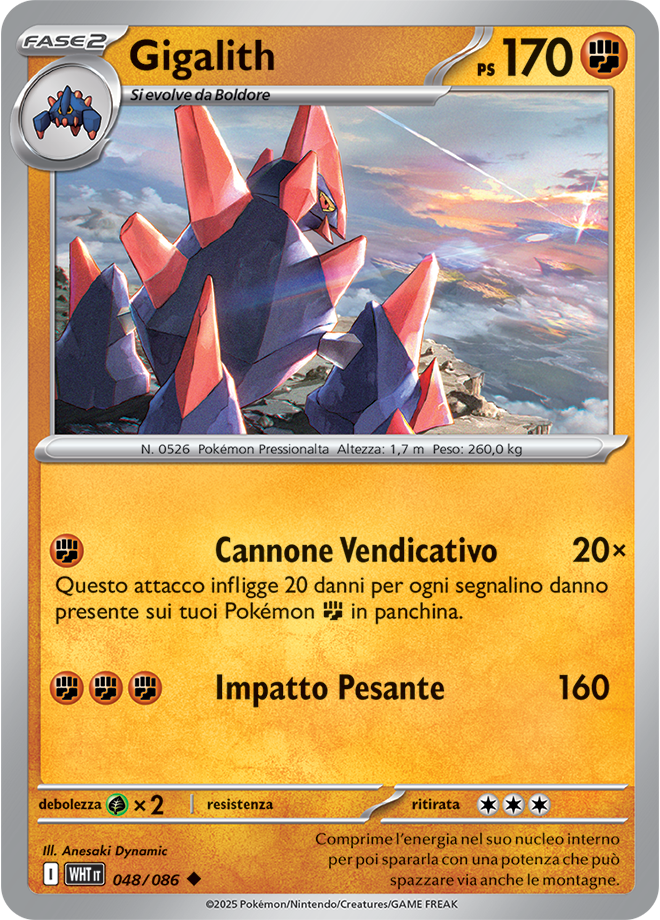 Gigalith WHT 048/086 - ITA - Near Mint - Scarlatto e Violetto - Fuoco Bianco - Carta Pokemon