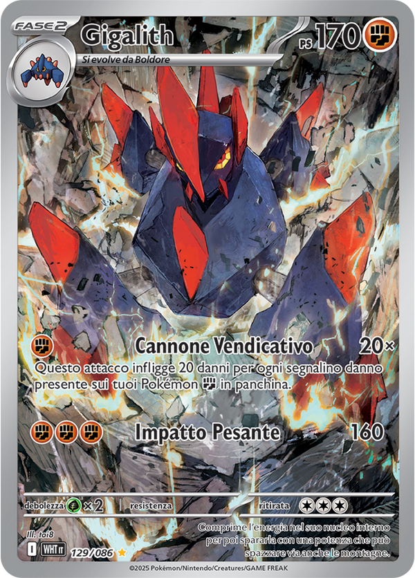 Gigalith WHT 129/086 - ITA - Near Mint - Scarlatto e Violetto - Fuoco Bianco - Carta Pokemon