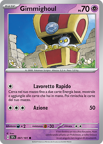 Gimmighoul 097/191 - ITA - Near Mint - Scarlatto e Violetto - Scintille Folgoranti - Carta Pokemon